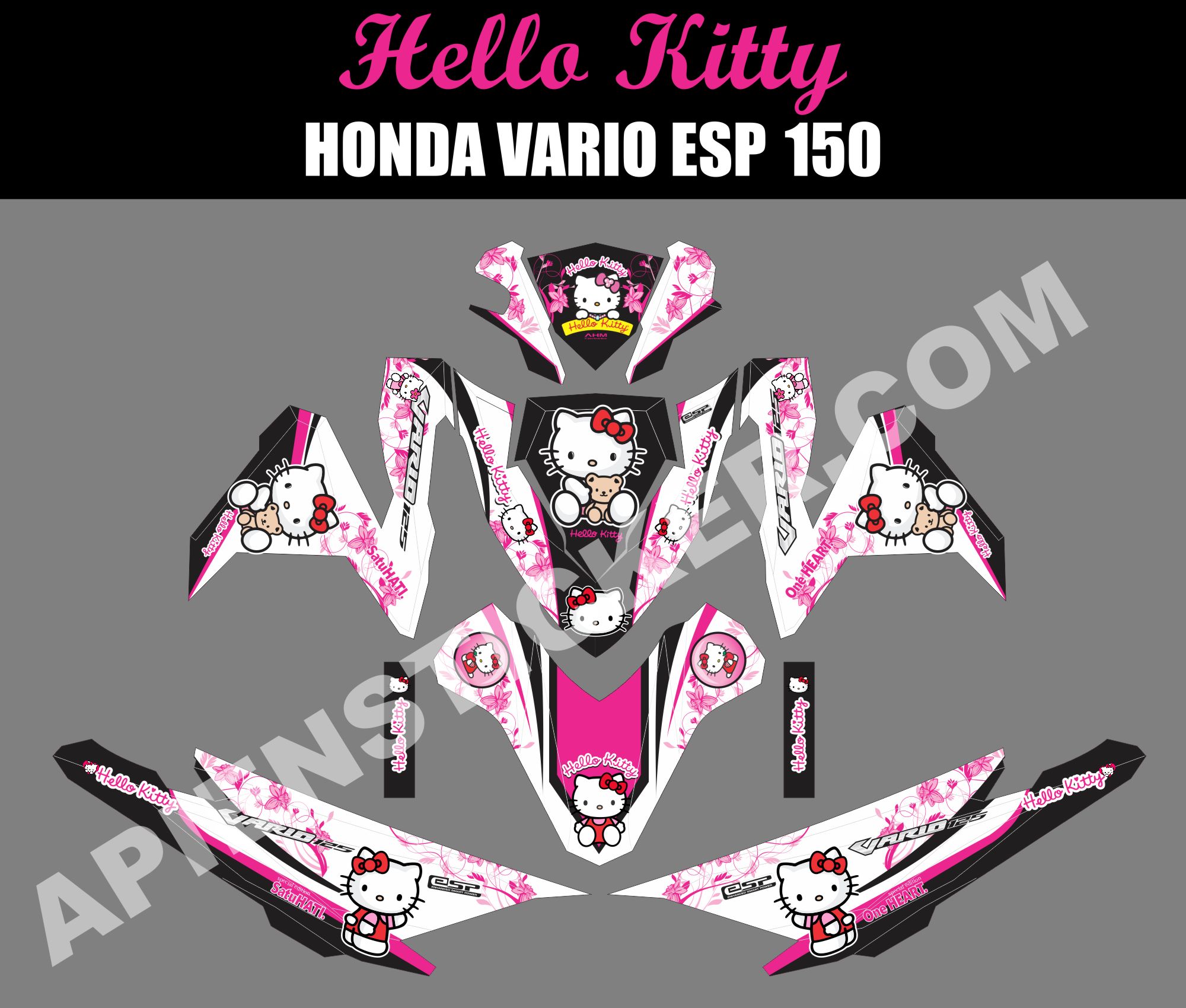 Stiker Motor Vario 150 Hello Kitty. Striping Motor Vario 150 ESP Hello Kitty
