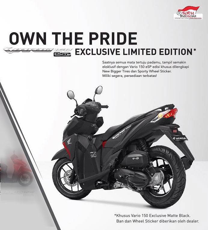 Vario 150 Exclusive Limited Edition. Honda Vario 150 eSP Exclusive Limited Edition, Ban Lebih Lebar - Pertamax7.com