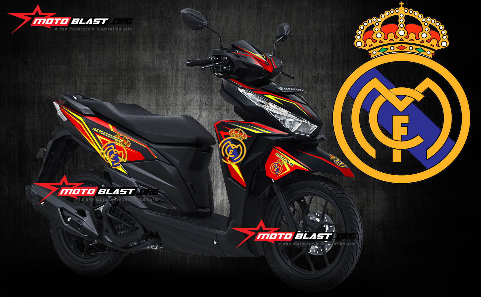 Vario 150 Black Red 2016. Graphic kit Honda Vario 150 Black Real Madrid FC