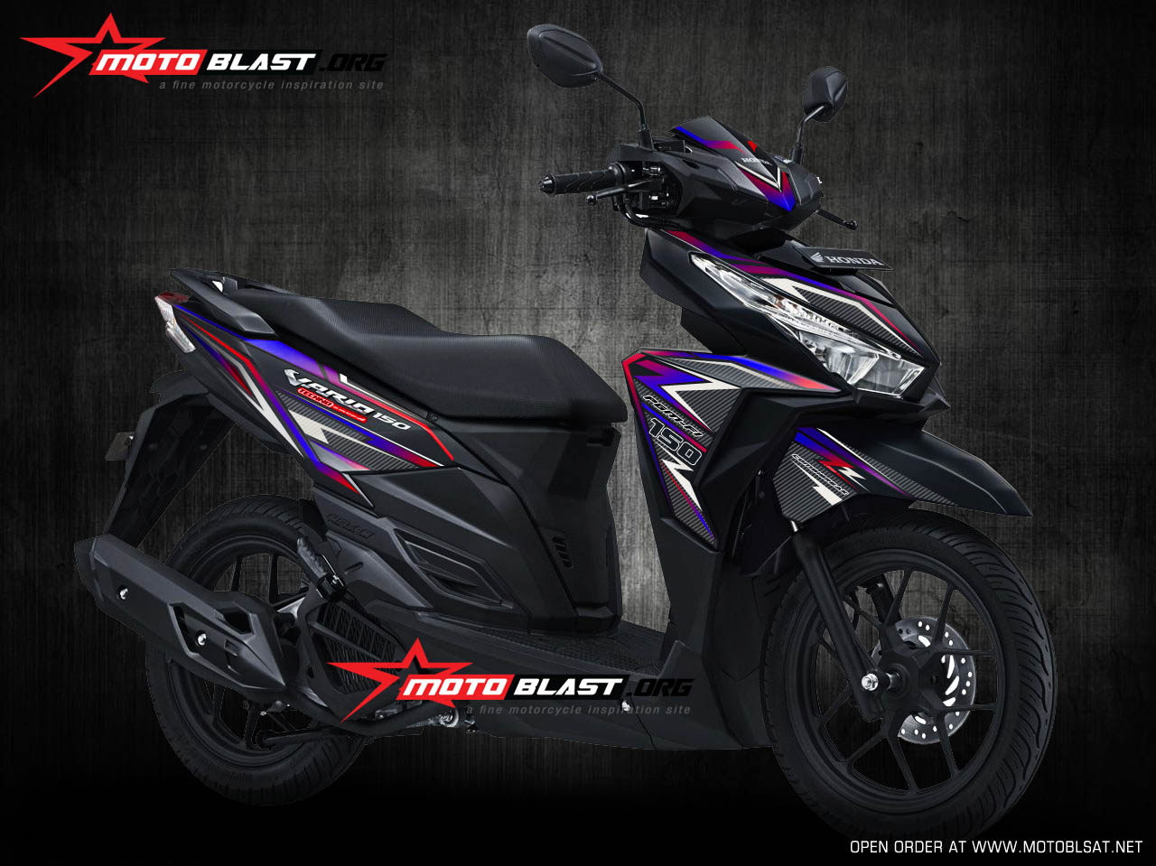 New Vario 150 Esp Monotone 2016. Graphic Kit Vario 150 Black super carbon Rainbow