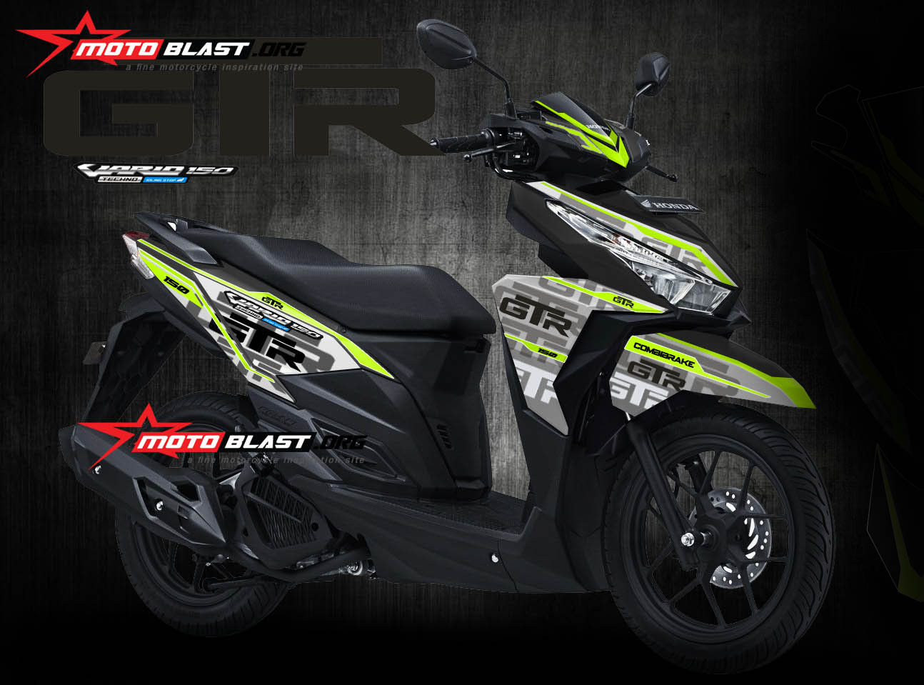 Striping Vario 150 Hitam Doff. Modifikasi striping Honda Vario 150 Black ala KTM RC 200 Versi Green Lime