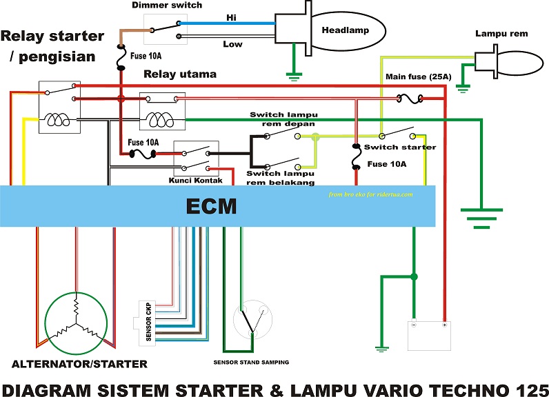 Jalur Kiprok Vario Techno. Warna Kabel Kiprok Vario Techno 110