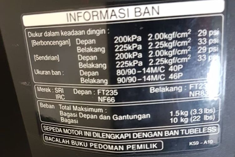 Ukuran Angin Ban Vario 150. Ukuran Tekanan Angin Ban Motor Vario 150