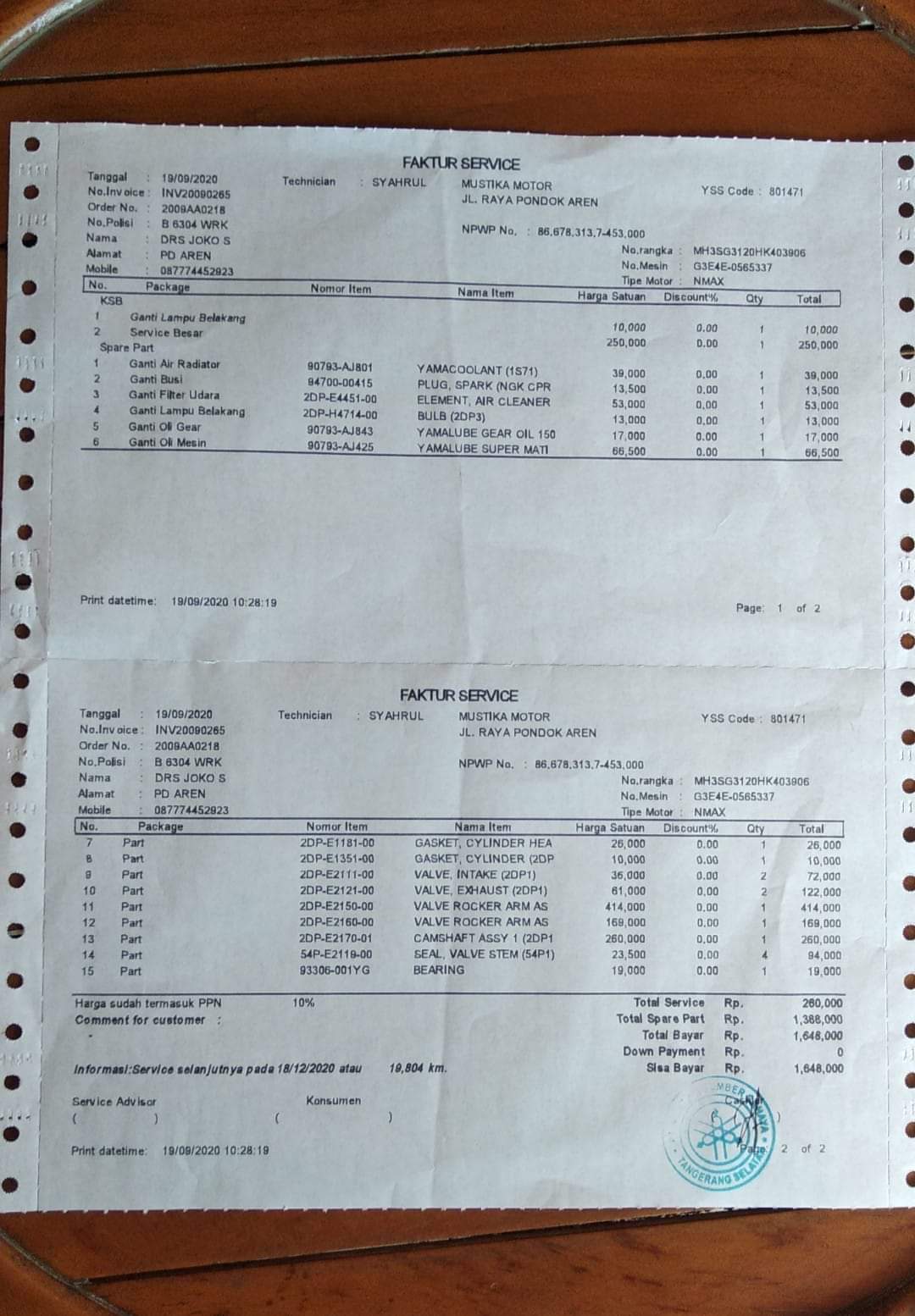Cara Turun Mesin Vario. Estimasi Biaya Turun Mesin Motor Vario 125