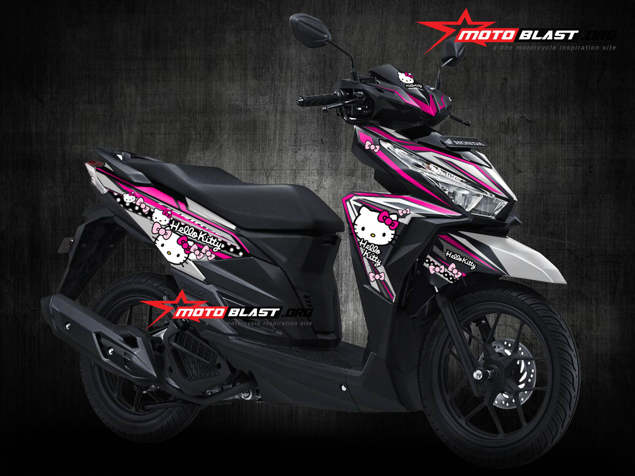 Vario Modif Hello Kitty. Grafis Inspirasi Modif striping Honda Vario 150Esp White & Black