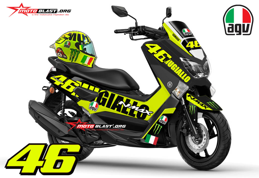 Modifikasi Vario Ala Nmax. Graphic Kit Yamaha NMAX Black ala Helmet AGV special sirkuit Mugello 2016 VR46