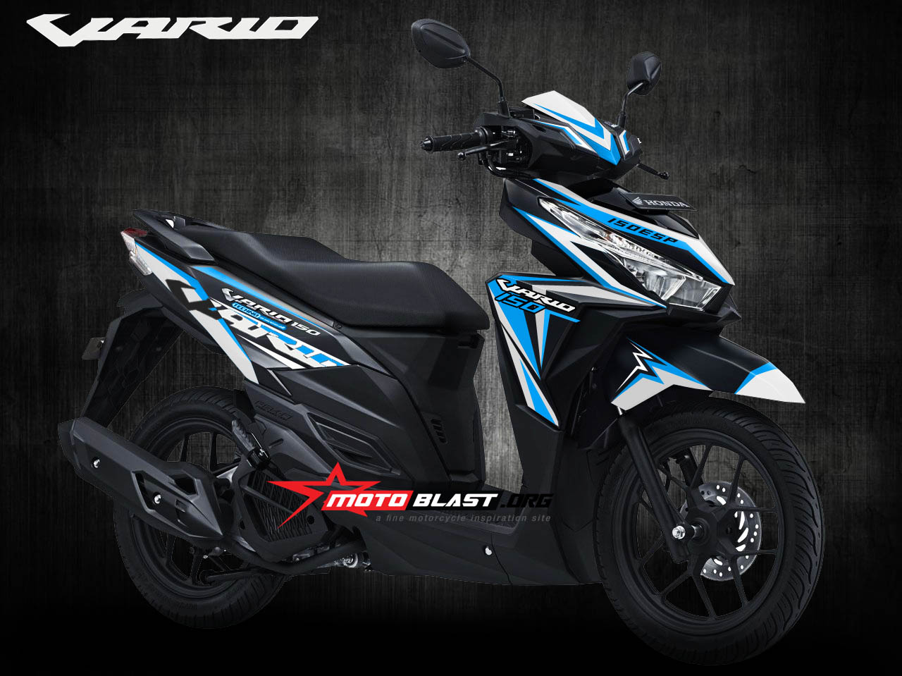 Vario 150 Black Modif. Graphic Kit Honda Vario 125/150Esp Black Fresh blue white sporty