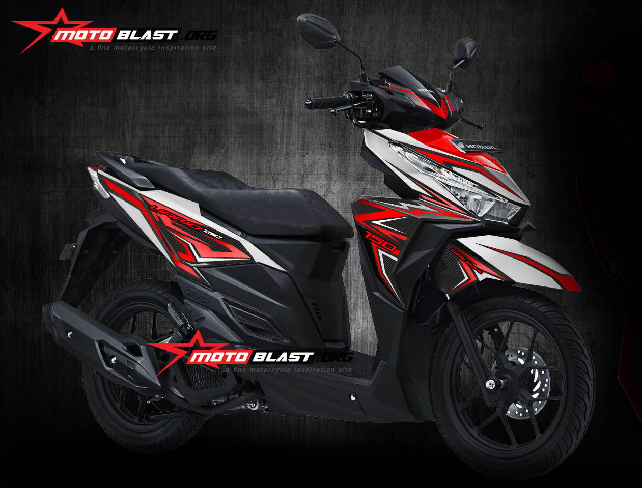 Modifikasi Motor Vario 150 Esp. Modifikasi Motor Matic terbaru Striping Honda Vario 150/125 Esp White Red Slash