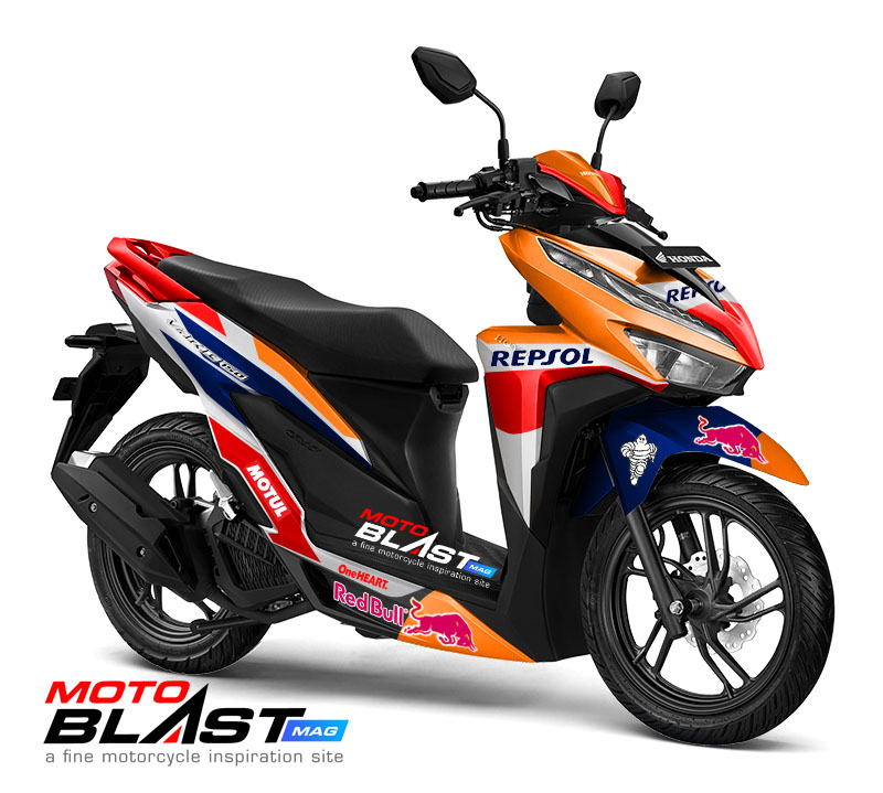Vario 150 Striping Baru 2019. Modifikasi Striping Honda Vario 150 Facelift livery Repsol