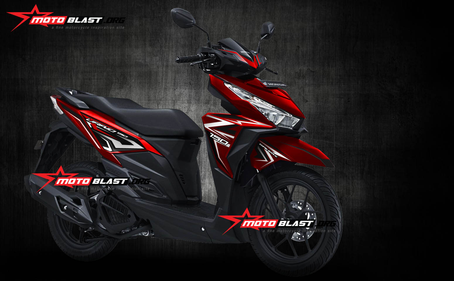 Modifikasi Honda Vario Merah. Grafis Inspirasi Honda Vario 150 ESP Red New Strip Carbon Monyor!