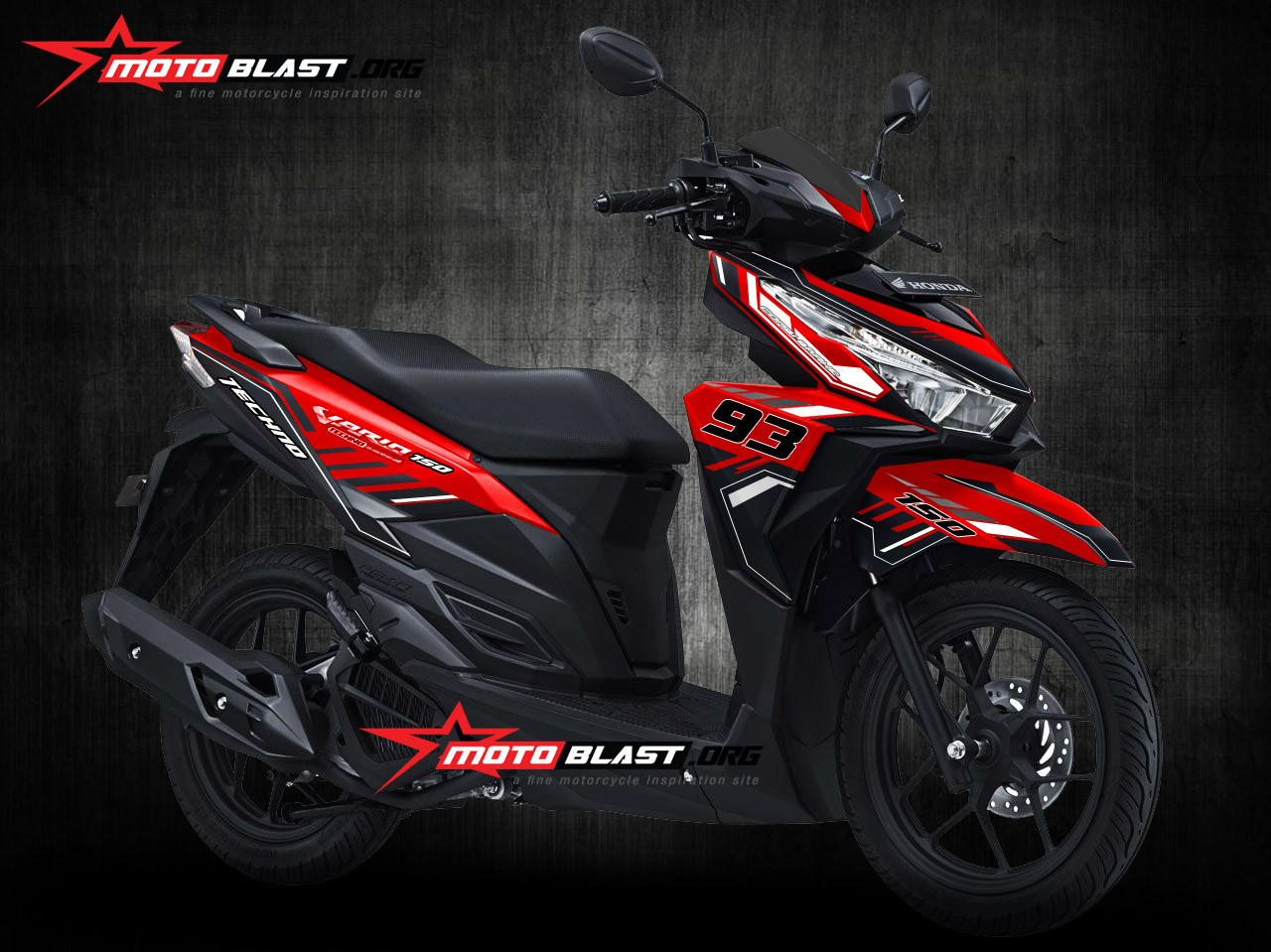 Vario 125 Red Modifikasi. Graphic Kit Honda Vario 150Esp RED Hi-Tech