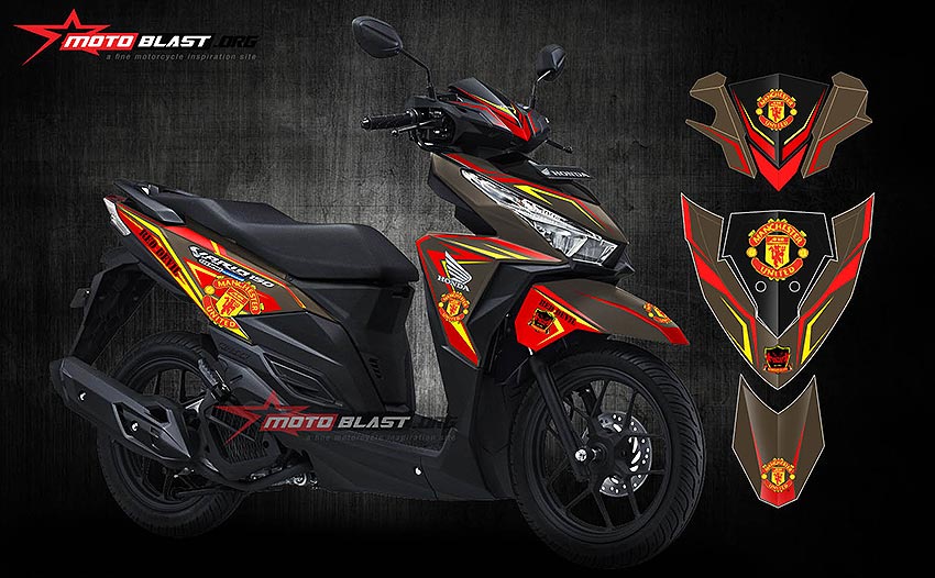 Modifikasi Motor Vario Esp. Modifikasi Striping Honda Vario 120/150 Esp Brown Livery Manchester United