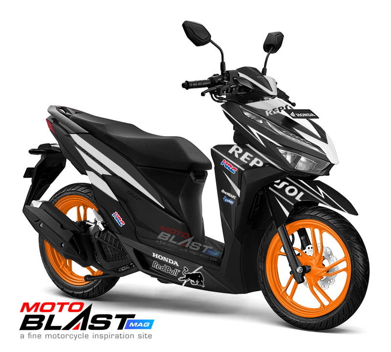 Vario Hitam Polos Modif. Honda Vario 150 2018 warna hitam tema Black Repsol kok ganteng ya
