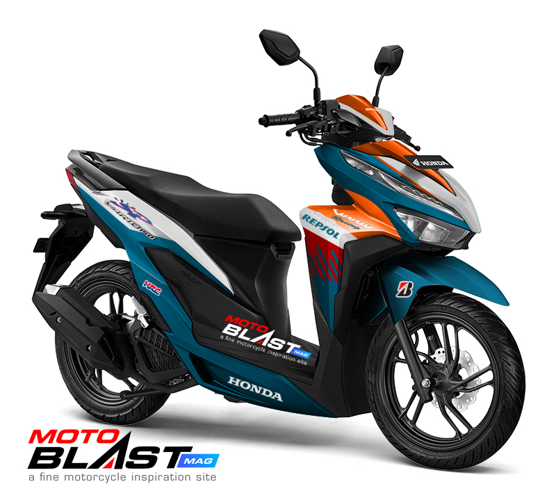 Modif Vario Repsol. Modifikasi Striping Honda Vario 150 Livery Repsol NSR