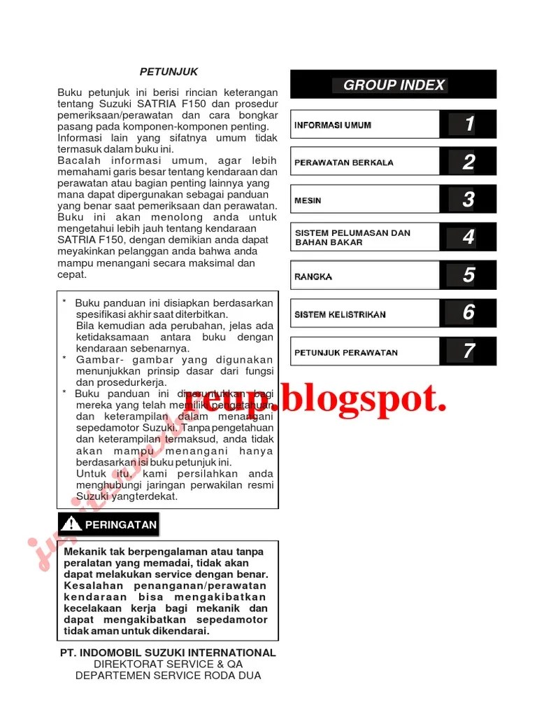 Manual Book Vario 110 Pdf. Buku Pedoman Reparasi Satria Fu