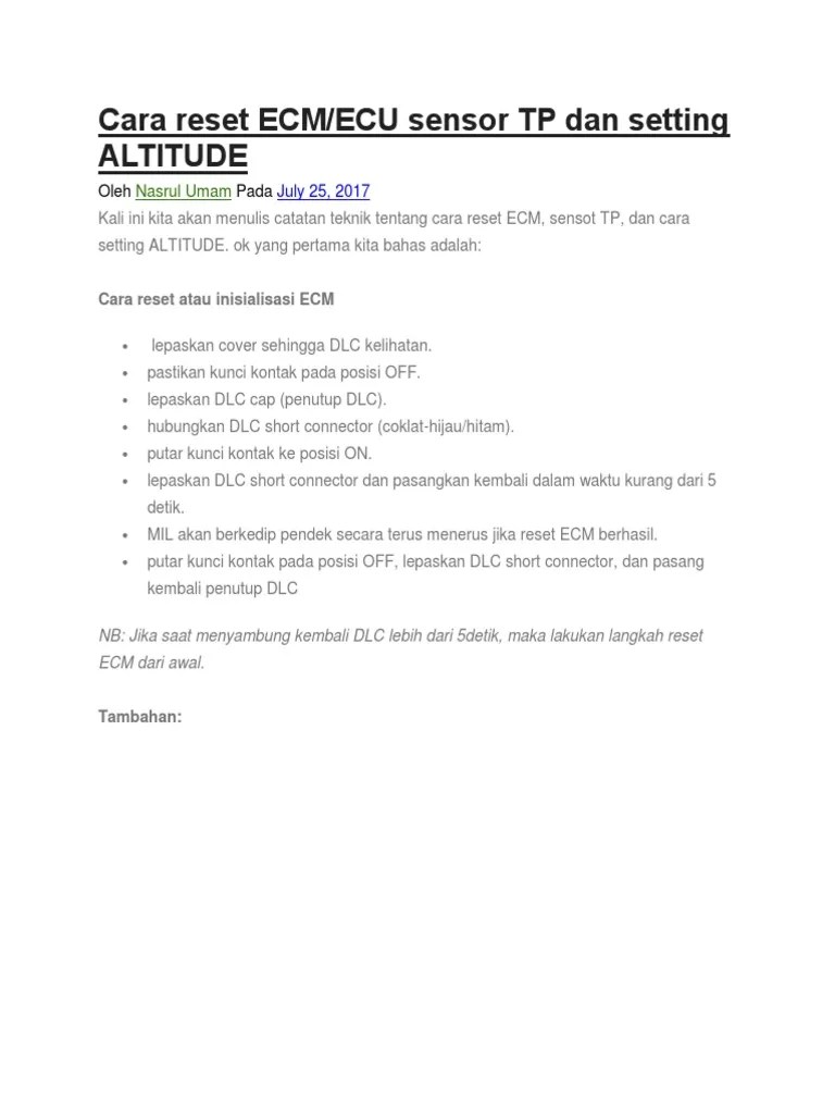 Cara Setting Altitude Vario 150. Cara Reset ECM/ECU Sensor TP Dan Setting Altitude: Nasrul Umam