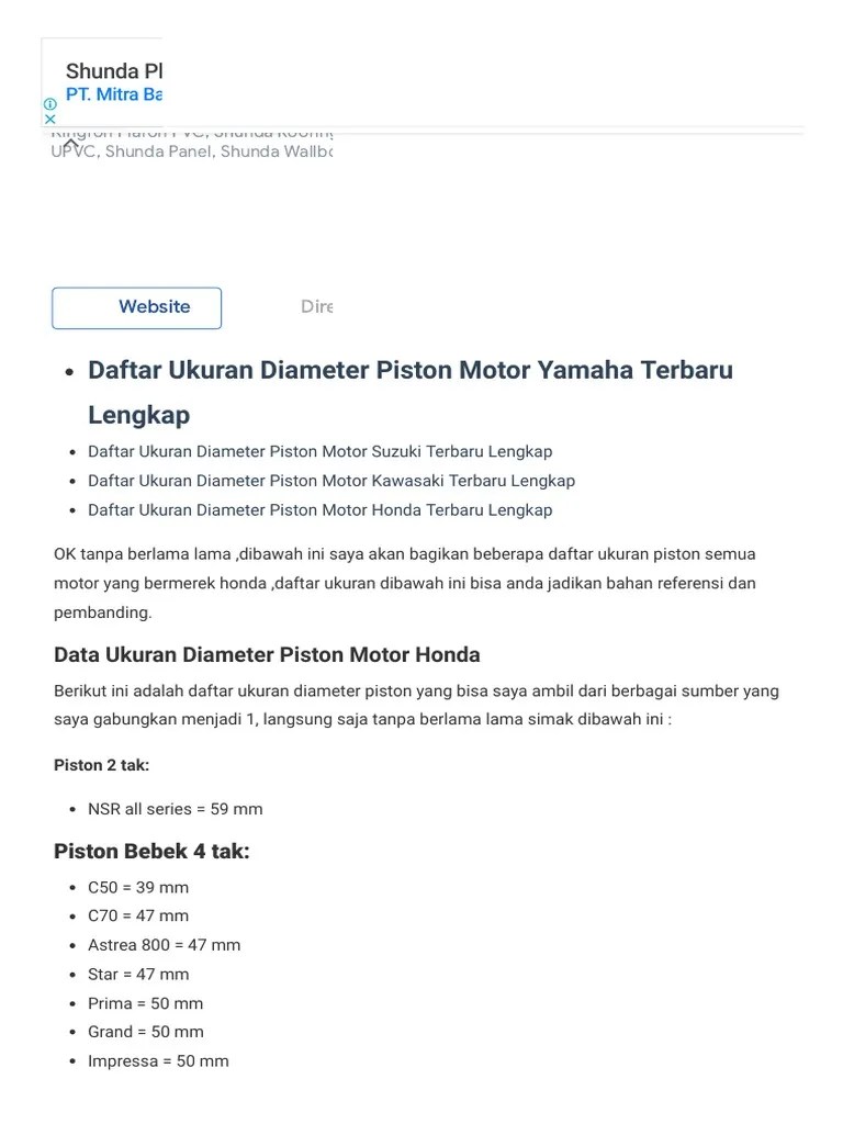 Katalog Vario 125 Injeksi. Daftar Ukuran Diameter Piston Motor Honda Terbaru Lengkap