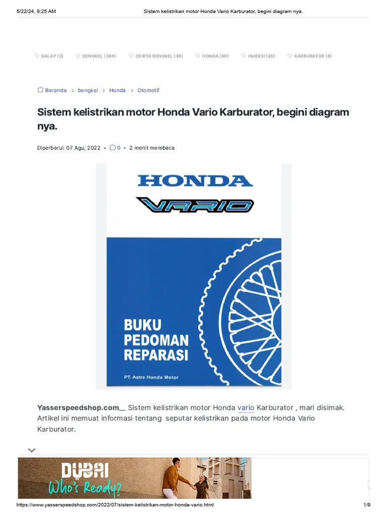 Kelistrikan Honda Vario 110 Karbu. Sistem Kelistrikan Motor Honda Vario Karburator