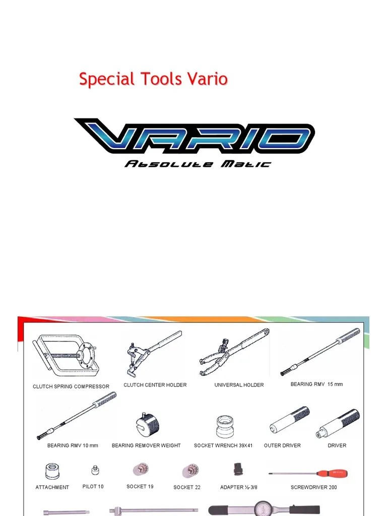Vario Air Manual. Special Tools Vario