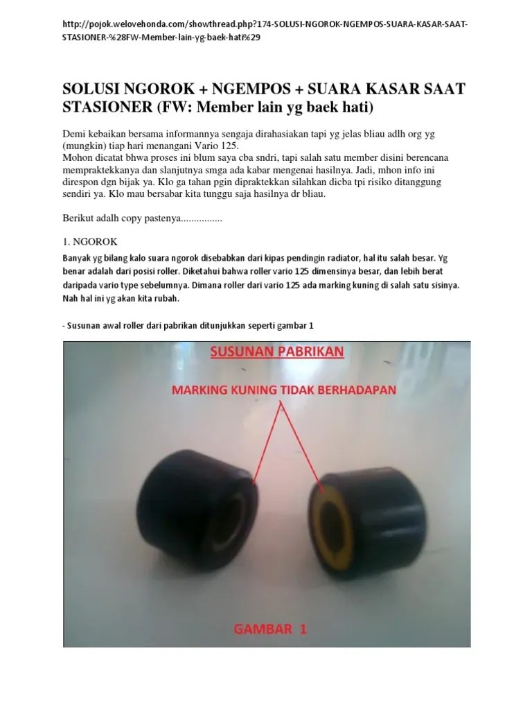 Mengatasi Suara Ngorok Vario 125. Tips Problem Vario125