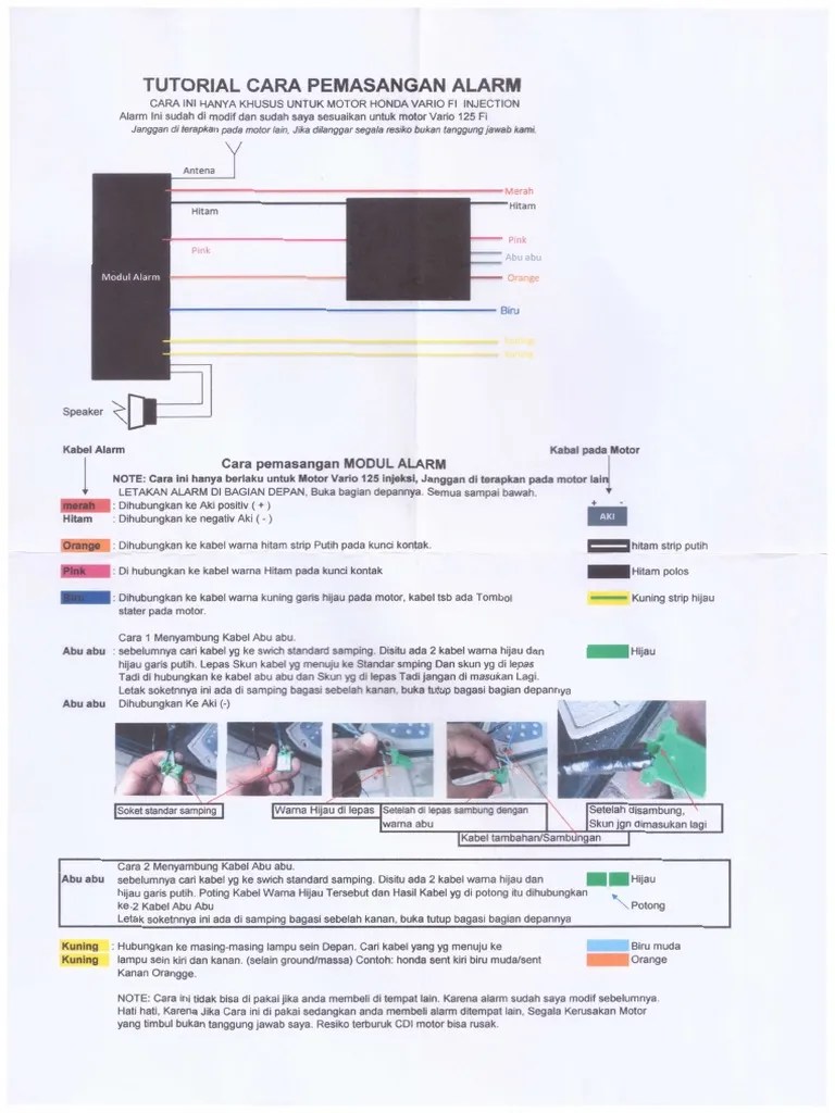 Skema Kabel Kontak Vario 125. Pasang Alarm Vario 125 FI