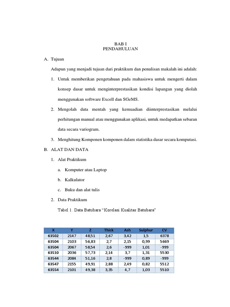 Variogram Calculation Excel. Tugas Excell Geostat