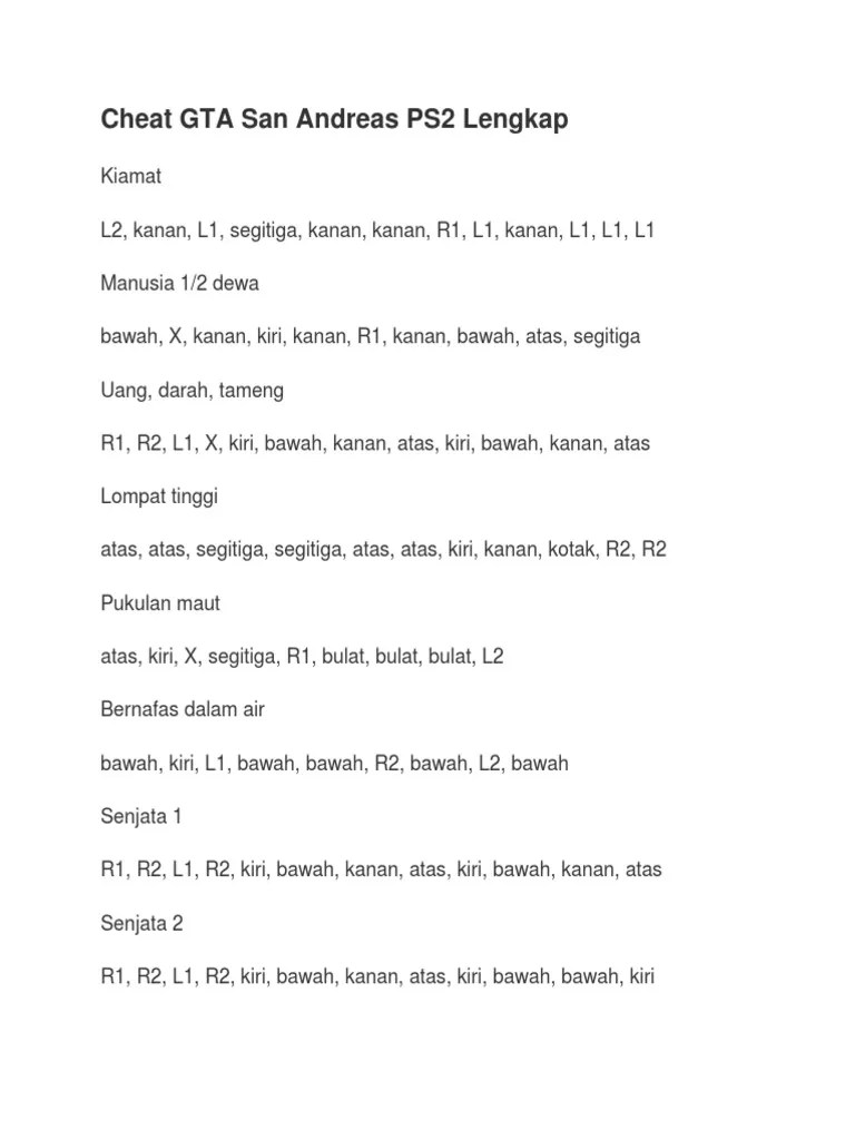 Cheat Gta San Andreas Ps2 Motor Vario. Cheat Gta San Andreas ps2 Lengkap