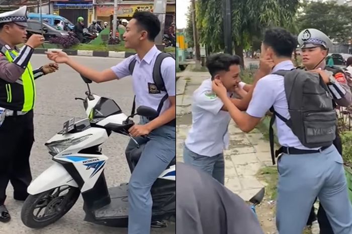 Naik Motor Matic Vario. Dua Pelajar Naik Motor Matic Honda Vario Tak Pakai Helm, Disuruh Polisi Adu Kekuatan