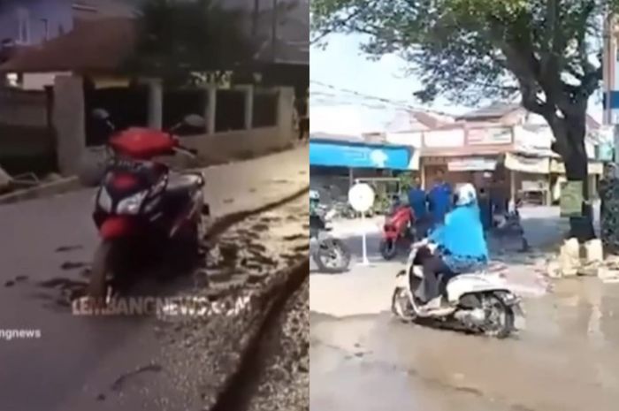 Vario Bekas Cilegon. Mirip Pemotor Honda Vario Terobos Jalan Dicor di Bandung, Emak-emak Naik Honda Scoopy di Cilegon Malah Cuek