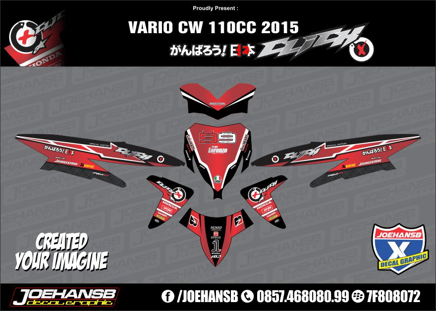 Honda Vario Cw 110 Modif. Modifikasi stiker HONDA VARIO CW 110 – LORENZO MERAH ENEOS