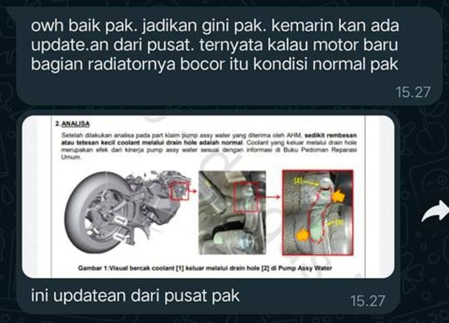 Aqua Vario Pump. Analis pabriknya bilang rembes PCX 160 itu normal, pertanda new Vario 160 dan ADV 160 bakal “normal” juga