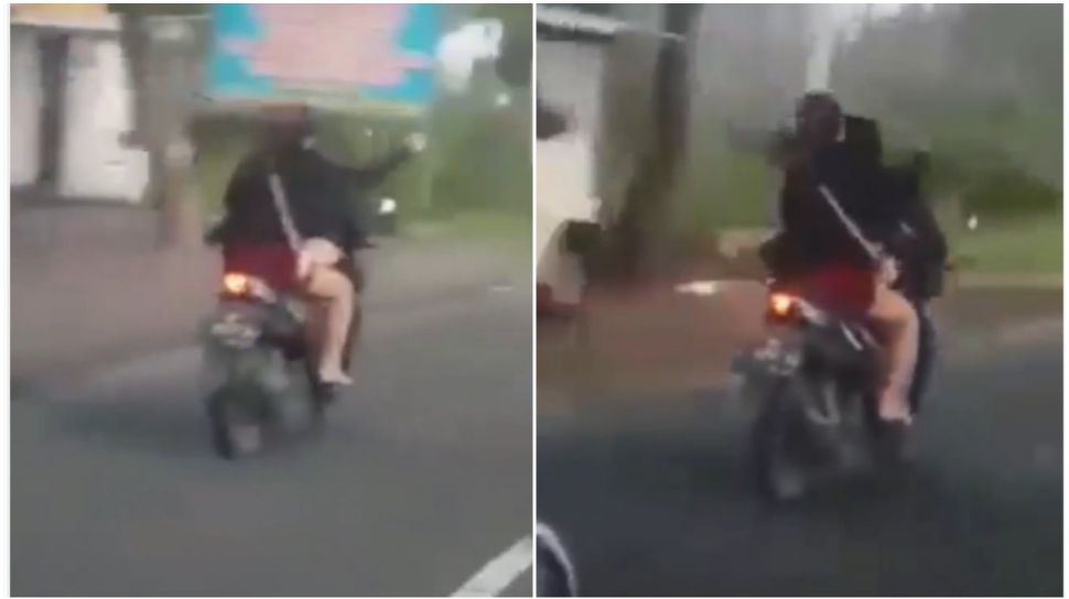 Sepeda Motor Vario Tampak Atas. Viral Dua Sejoli Berantem di Atas Motor, Kepala Sang Pria Ditabok Berkali-kali