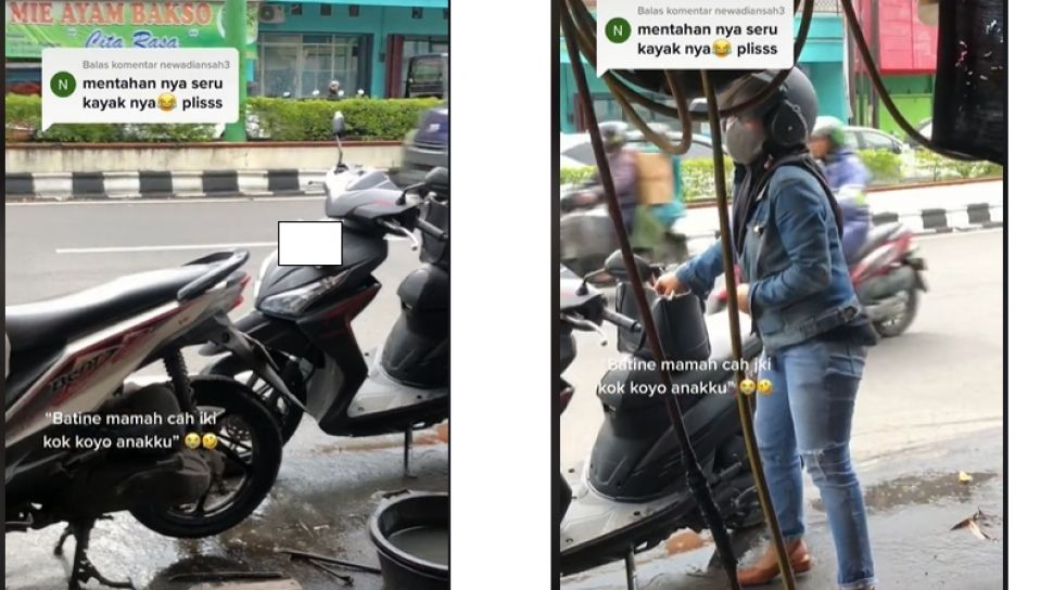 Vario Tambal Ban. Momen Pemotor Honda BeAT Ketemu Emaknya Sendiri di Tukang Tambal Ban, Kok Bisa Pas Gitu Ya?