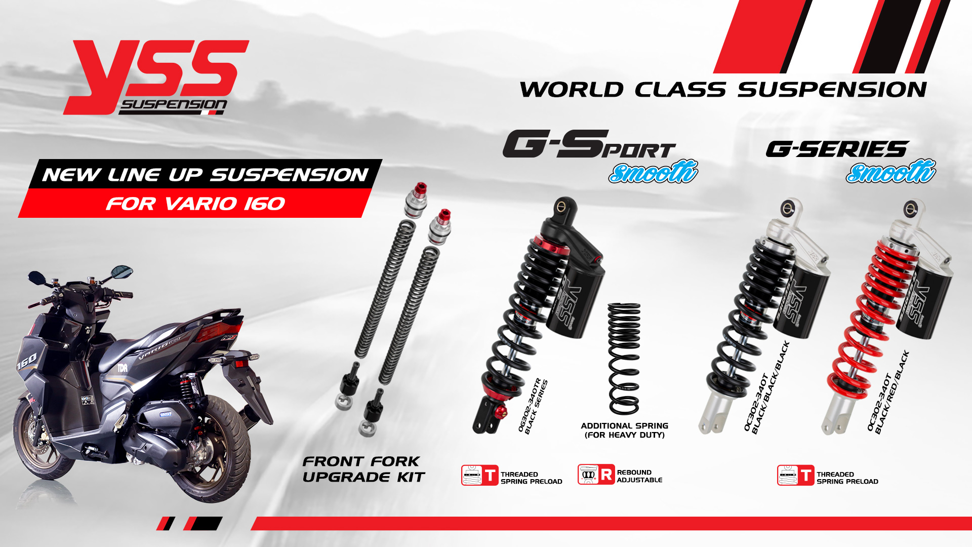 Jenis Shock Yss Vario. YSS High Performance Suspension for Vario 160