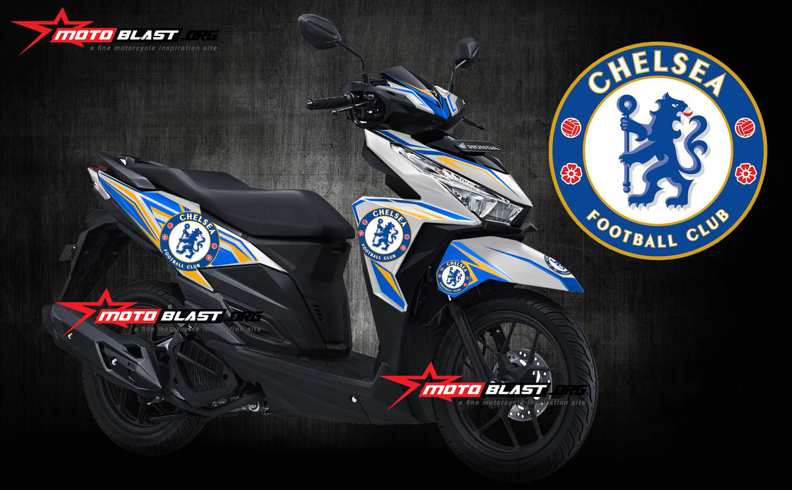 Vario Matte Blue Modif. Grafis Inspirasi Modif striping Honda Vario 150 White tema bola