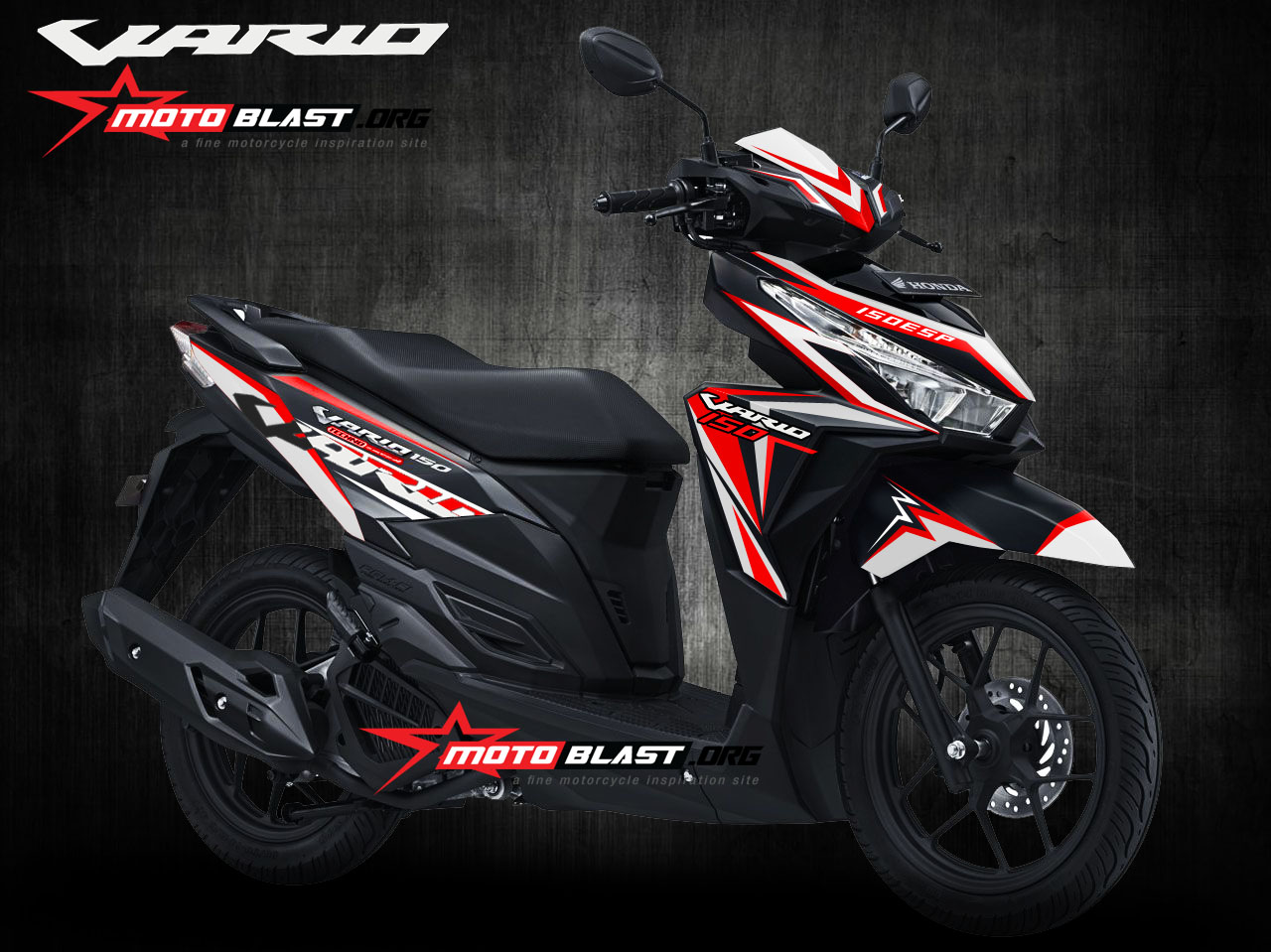 Vario 150 Esp Black. Graphic Kit Honda Vario 125/150Esp Black Fresh blue white sporty