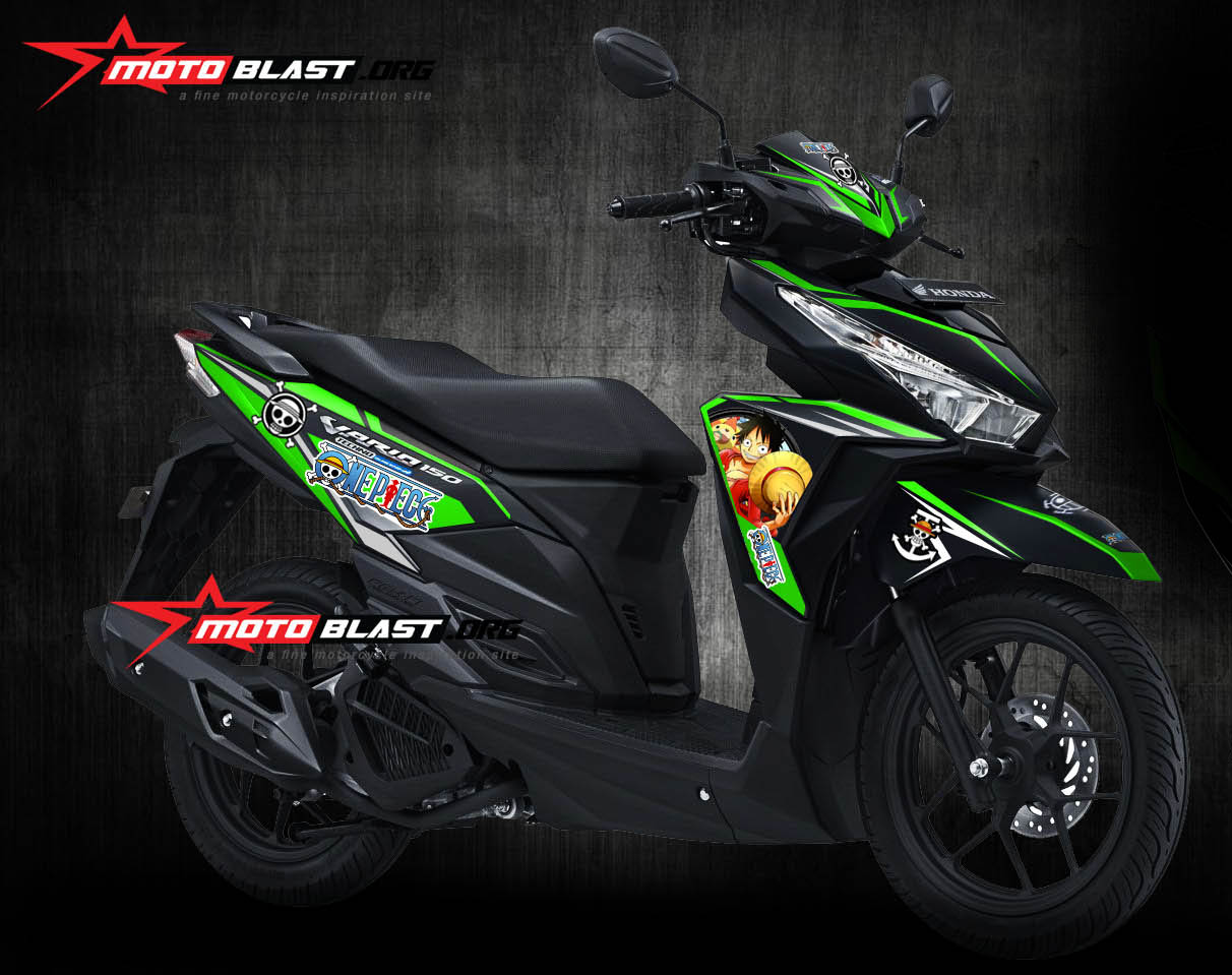 Modif Vario 150 Black Striping. Modifikasi striping Honda Vario 150 Black One Piece Green