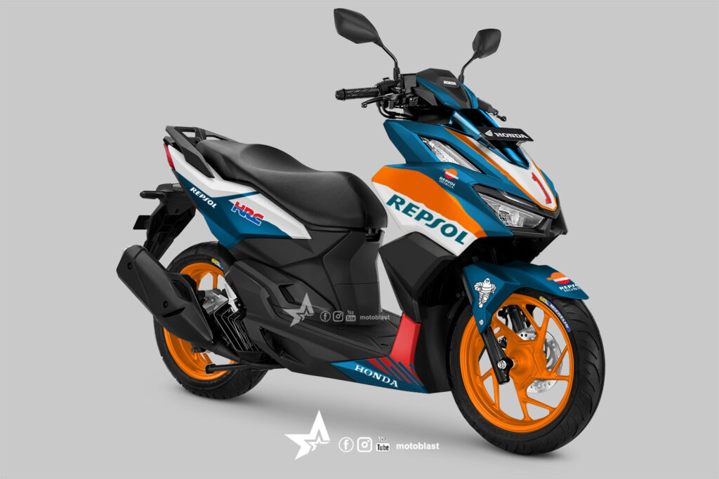 Vario 160 Modif Repsol. Modifikasi Striping Honda Vario 160 Repsol NSR