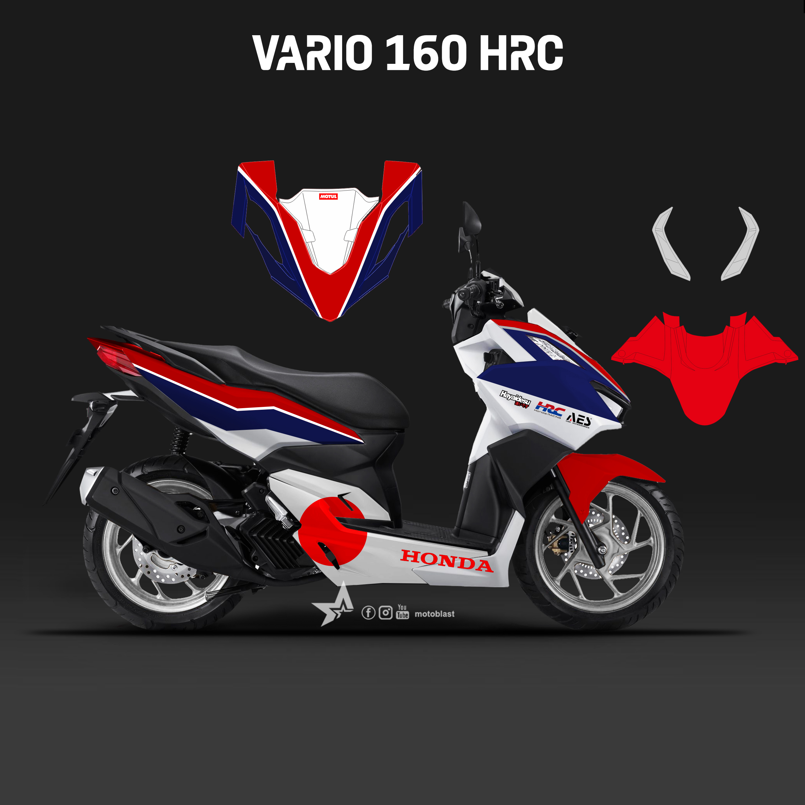 Modif Honda Vario New. Modifikasi striping Honda Vario 160 Japan Flag HRC