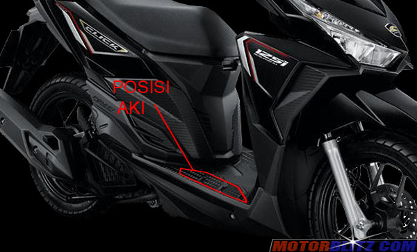 Letak Baterai Vario 125. Posisi accu Honda Vario 150 dan Vario 125 eSP di bawah deck, terjang banjir bisa mogok?