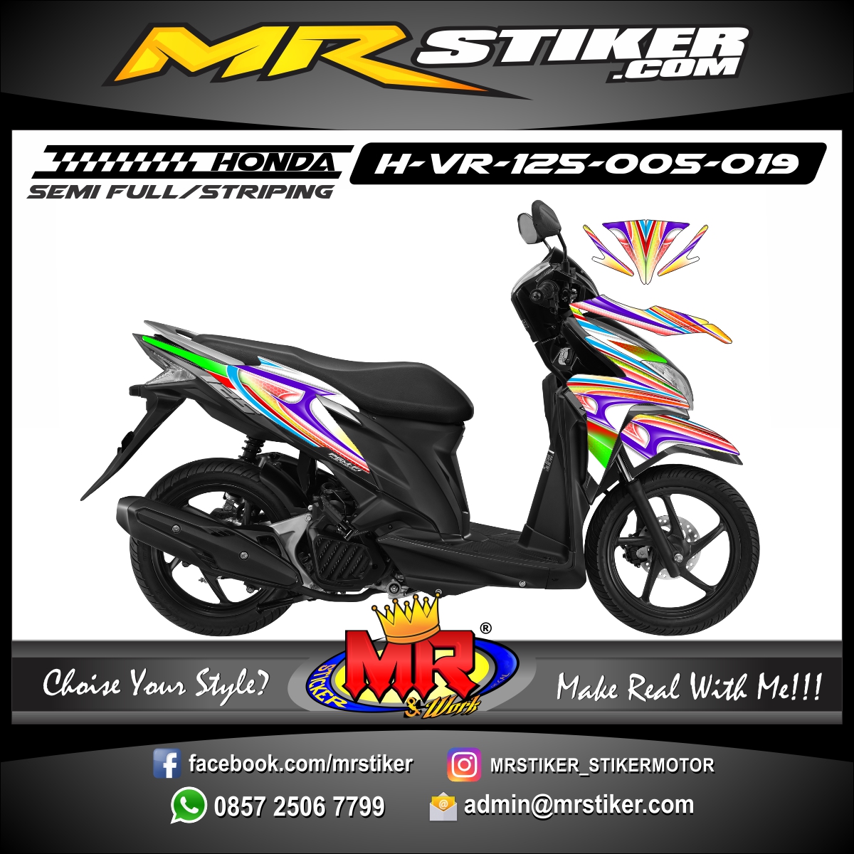 Vario 125 Air Brush. Stiker motor decal Vario 125 Strip Airbrush - stiker motor premium