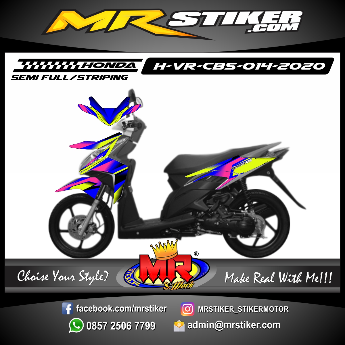 Vario Cw Airbrush. Stiker motor decal Honda Vario CBS FullColor Airbrush Race Grafis - stiker motor premium