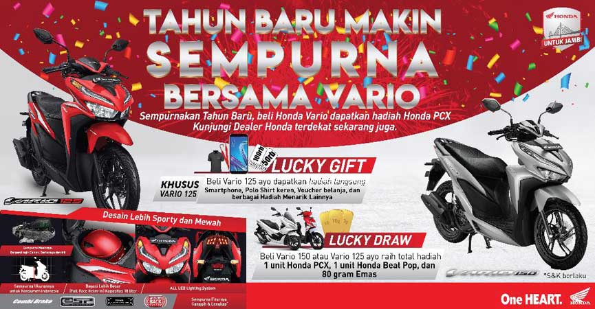 Harga Vario 150 Terbaru Jambi. Tahun Baru Beli Honda Bertabur Hadiah