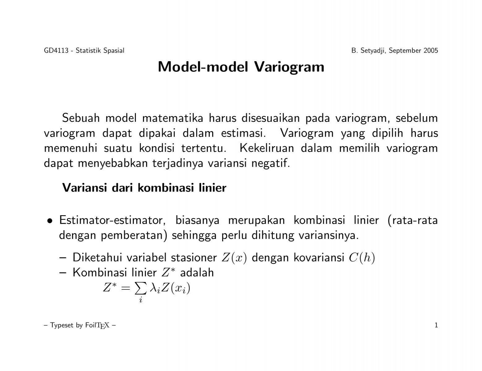 Variogram Example In R. Model-model Variogram